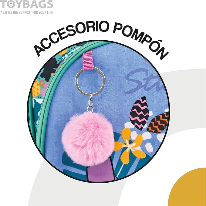 Mochila Stitch Tropical Doble Compartimento + Carro Negro Toybags 360º