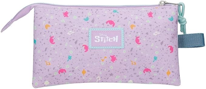 Estuche Triple Disney Lovely Stitch Morado 22x12x5 cm